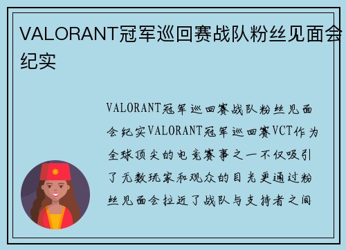 VALORANT冠军巡回赛战队粉丝见面会纪实