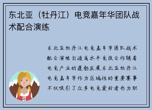 东北亚（牡丹江）电竞嘉年华团队战术配合演练